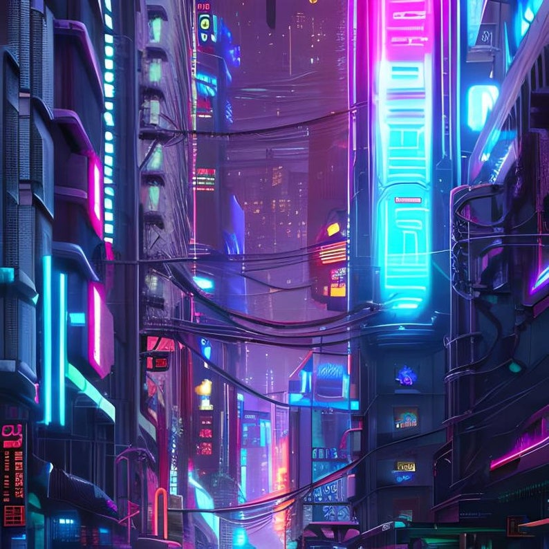 AI Generated Digital Art Print Cyberpunk Neon City 1 - Etsy