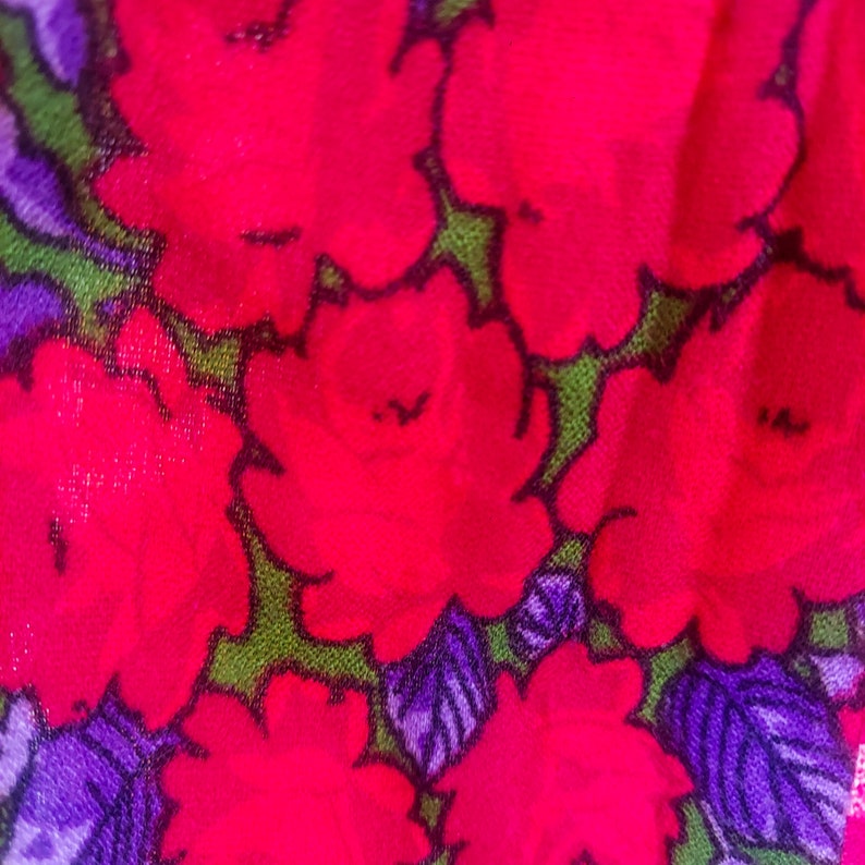 Vintage 1960s Young Edwardian Strawberry Empire Waist Maxi Dress 60s ArpejaCottagecore Puff Sleeve Patchwork Babydoll Checker Dress zdjęcie 7