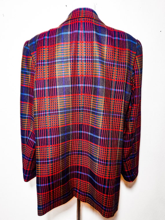 Vintage 1980s Plaid Tartan Wool Blazer | 80s Schr… - image 6