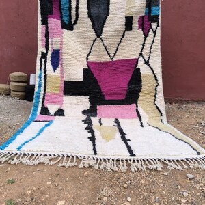 Artisan Handmade Moroccan Rug – Modern Abstract Wool Carpet from the Atlas Mountains  – Handwoven Beni Ourain Style Carpet