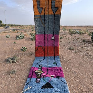 Colorful Moroccan Berber Runner Rug – Handwoven Azilal Wool Hallway Carpet – Boho Tribal Decor – Vibrant Handmade Corridor Rug&quot;