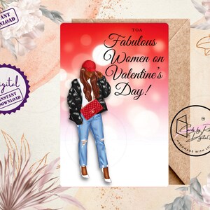 Biglietto di San Valentino di classe afroamericana stampabile, Download digitale, Biglietti d'auguri romantici, Biglietto d'amore, Biglietto vuoto 5x7