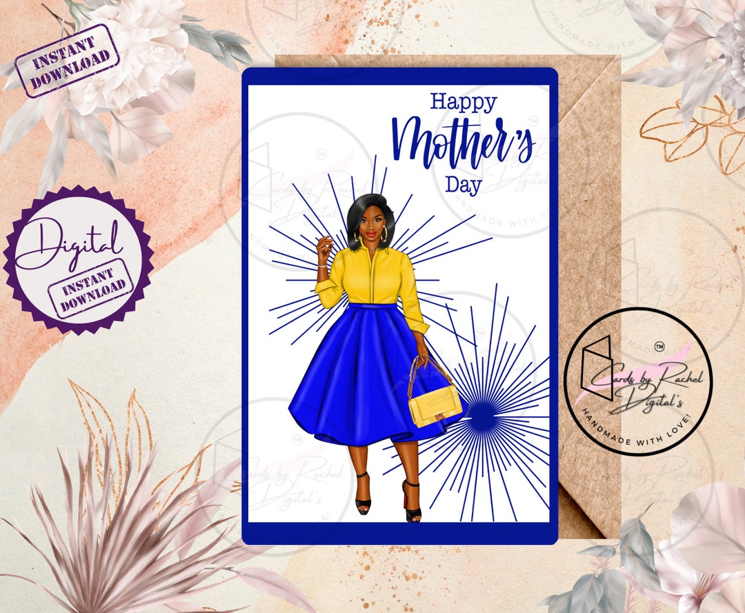 Printable Happy Mother's Day Greeting Card -african American, Printable ...