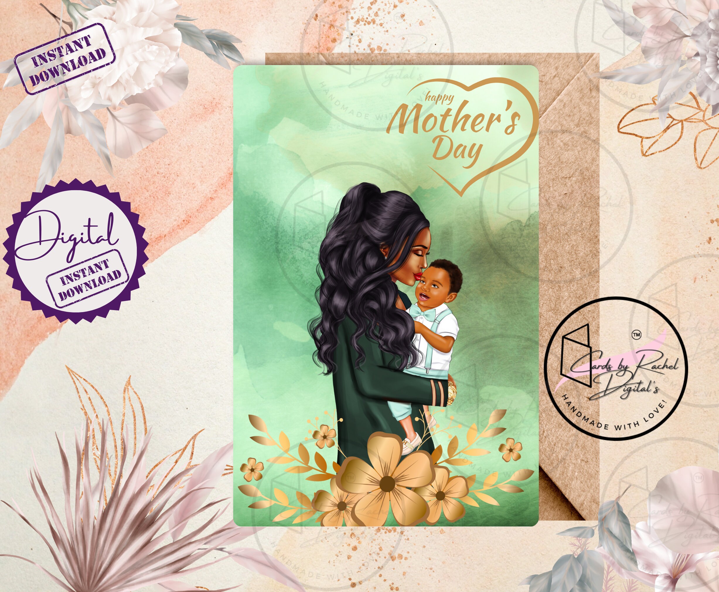 Printable Happy Mother's Day Greeting Card - African American Woman ...