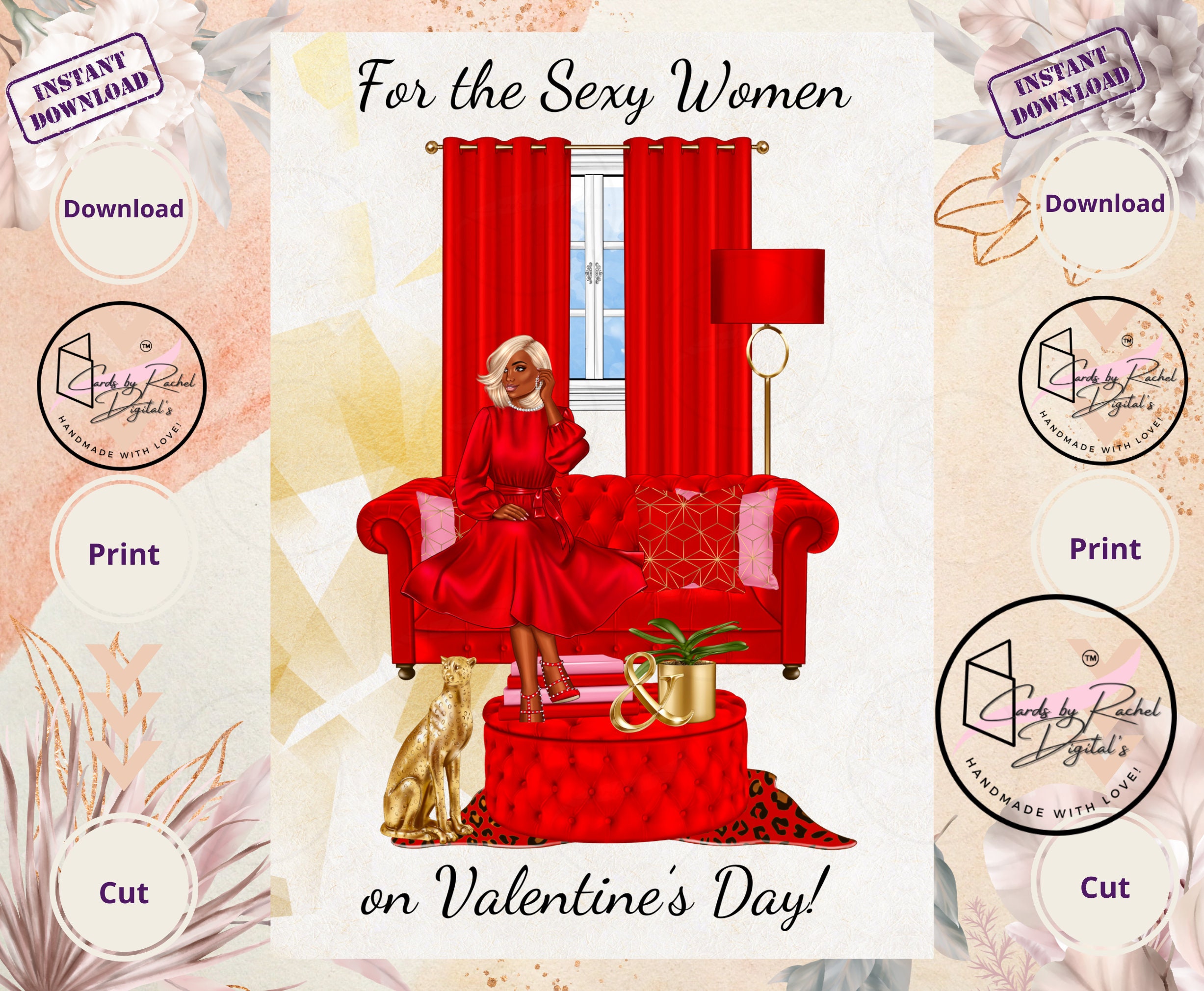 Printable Gorgeous Valentine’s Greeting Card, Digital Downloads