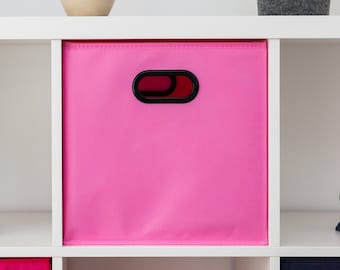 Cube de rangement 'Quadri' en tissu rose - L'Incroyable