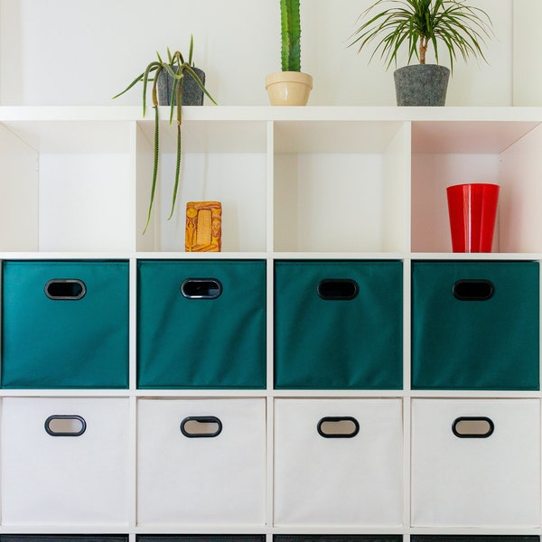 DUNKELGRÜN Kallax Regal Einsatz Stoff Box | Ikea | Veranstalter | Büro | Wohndekoration | Aufbewahrungsbox | Minimalistisch | Wohnzimmer