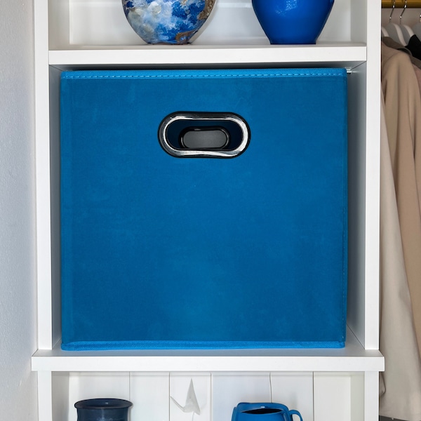 BLAU VELVET Kallax Regal Einsatz Stoff Box | Ikea | Veranstalter | Büro | Wohndekoration | Aufbewahrungsbox | Minimalistisch | Wohnzimmer