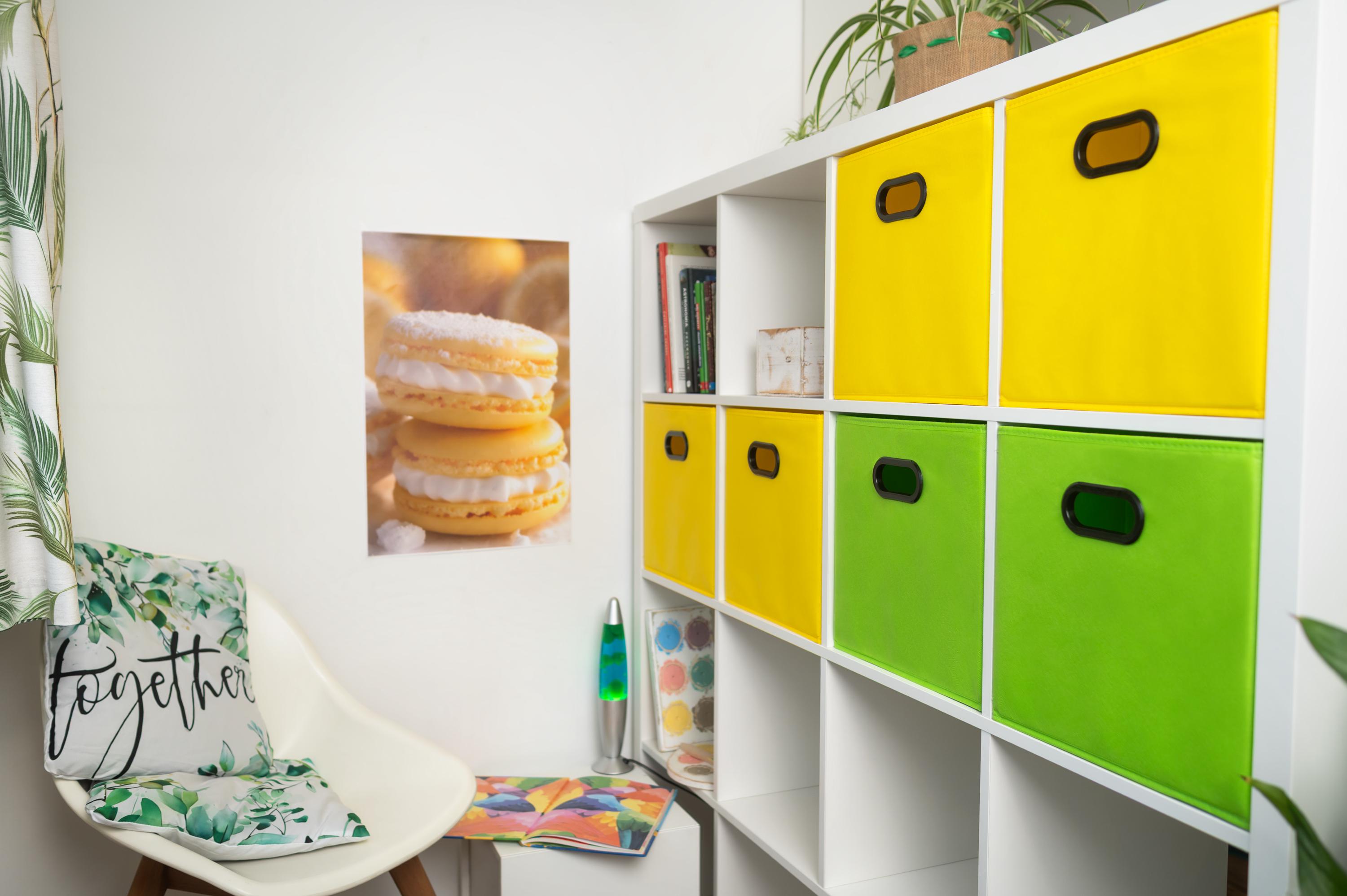 Sunny Yellow Storage Box, Kallax Shelf Insert, Home Organizer