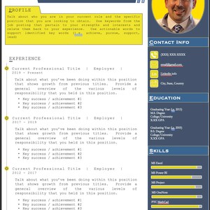Yellow and Blue Themed Modern Digital Resume with Picture Designed in MS PowerPoint