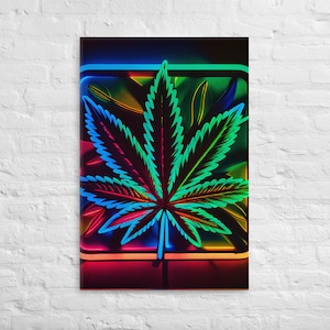 Neon Enchanted Leaf | Canvas