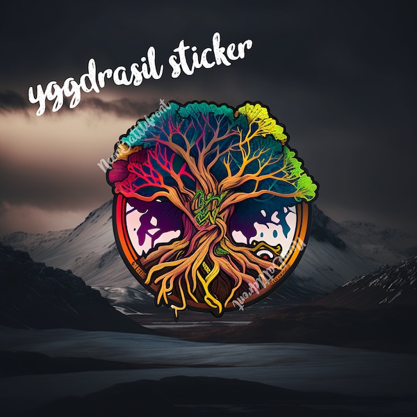 Mystical Spectrum | Yggdrasil Vinyl Sticker perfect for laptops, water bottles, journals, and more