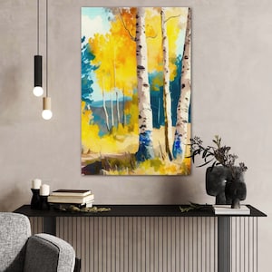 Luminous Birch | Canvas Abstract Tree Home Wall Decor, Birch Tree Wood Wall Art, Statement piece for above couch, Nature Art, Forest, Branch