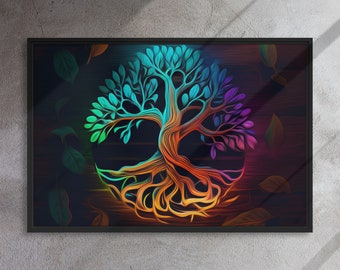 The World Tree | Framed canvas Yggdrasil the tree of life with elemental colors, viking decor, viking art, yggdrasil art, celtic wall art