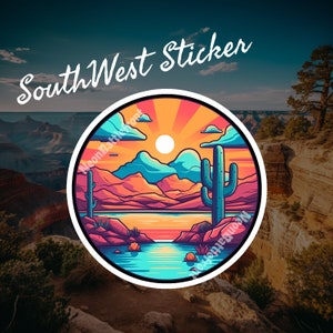 Arizona Horizon | Southwest Cactus Vinyl Sticker perfect for laptops, water bottles, journals, and more