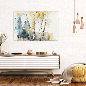 Sunlit Birch | Canvas Tree Home Wall Decor, Birch Tree Wood Wall Art, Statement piece for above couch, Nature Art, Forest, Branch