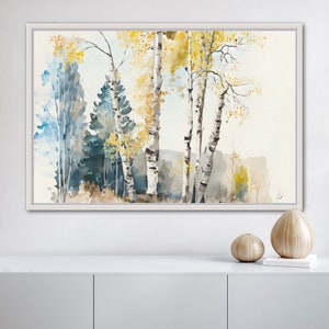 Sunlit Birch | Framed Canvas Tree Home Wall Decor, Birch Tree Wood Wall Art, Statement piece for above couch, Nature Art, Forest, Branch