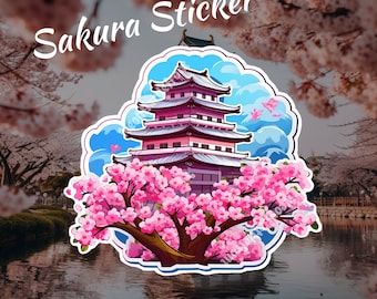Kirschblütenglück | Sakura-Vinylaufkleber, perfekt für Laptops, Wasserflaschen, Tagebücher und mehr