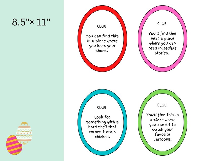 Easter Egg Hunt Clues, Editable Clue Cards for Indoor Scavenger Hunt