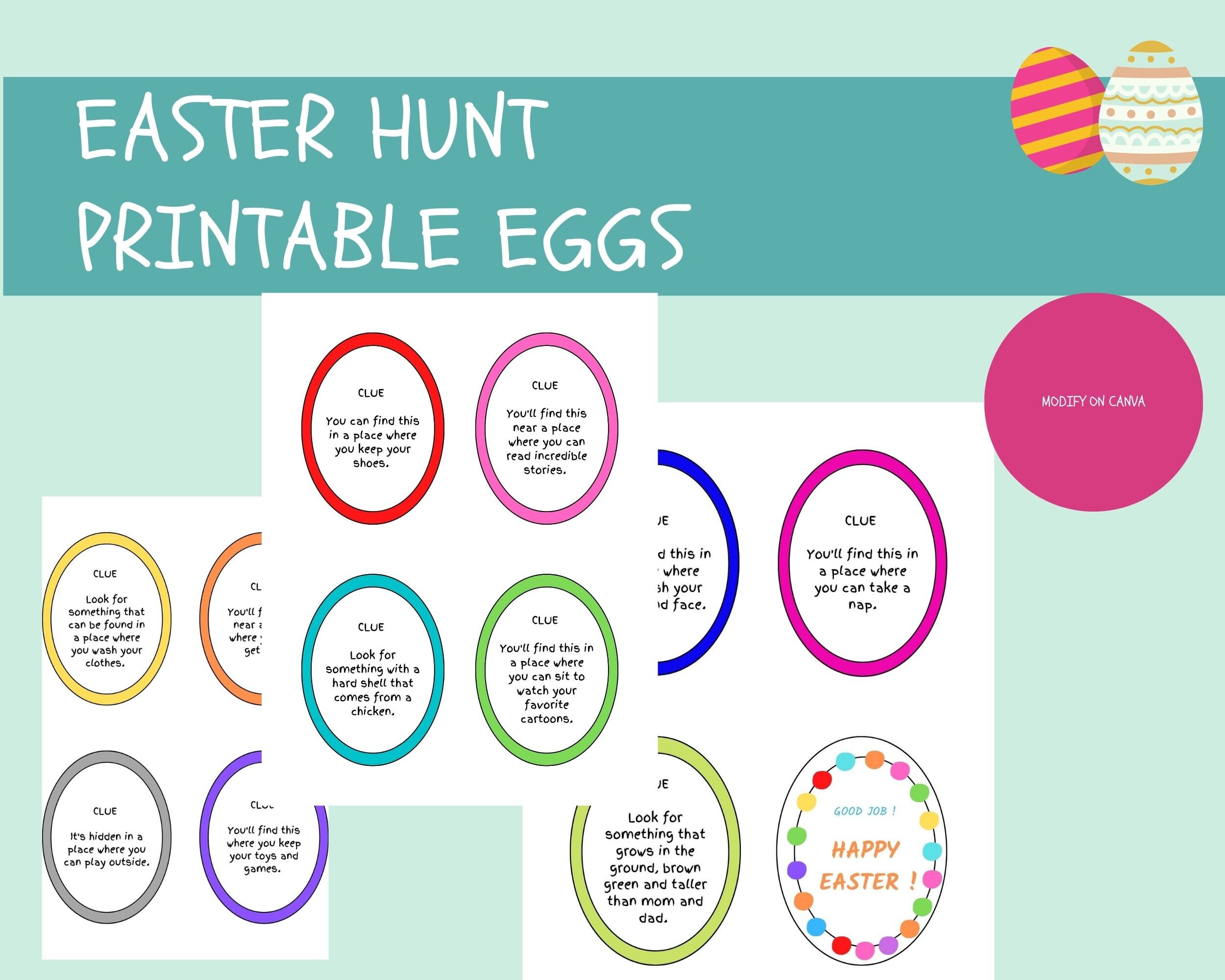 Easter Egg Hunt Clues, Editable Clue Cards for Indoor Scavenger Hunt