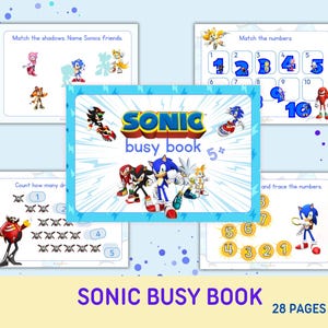 Sonic Busy Book - Interaktiv aktivitetsbok för barn Roliga lärandeaktiviteter Montessori A4