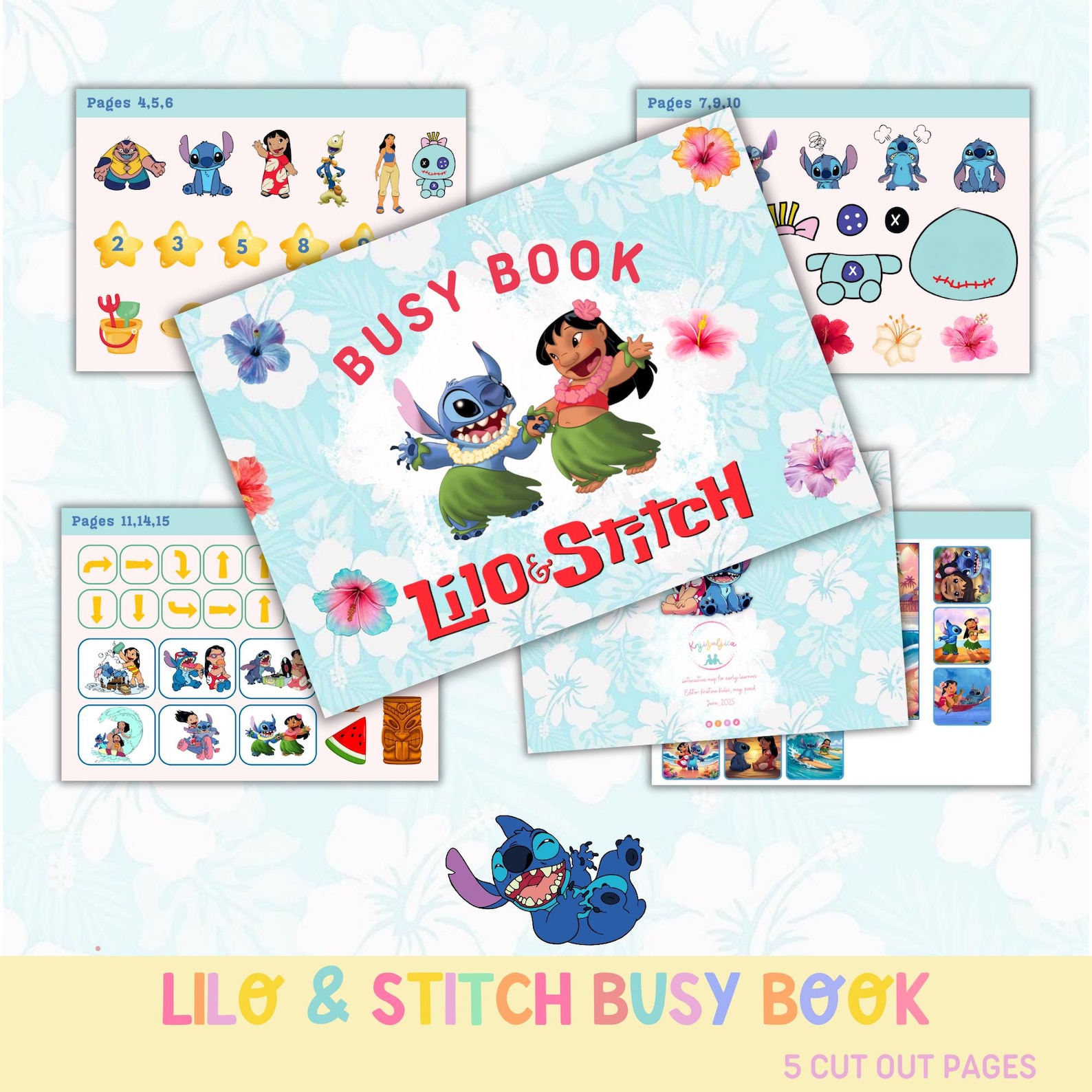 Lilo & Stitch Busy Book Printable, Toddler Learning Binder, Homeschool ...