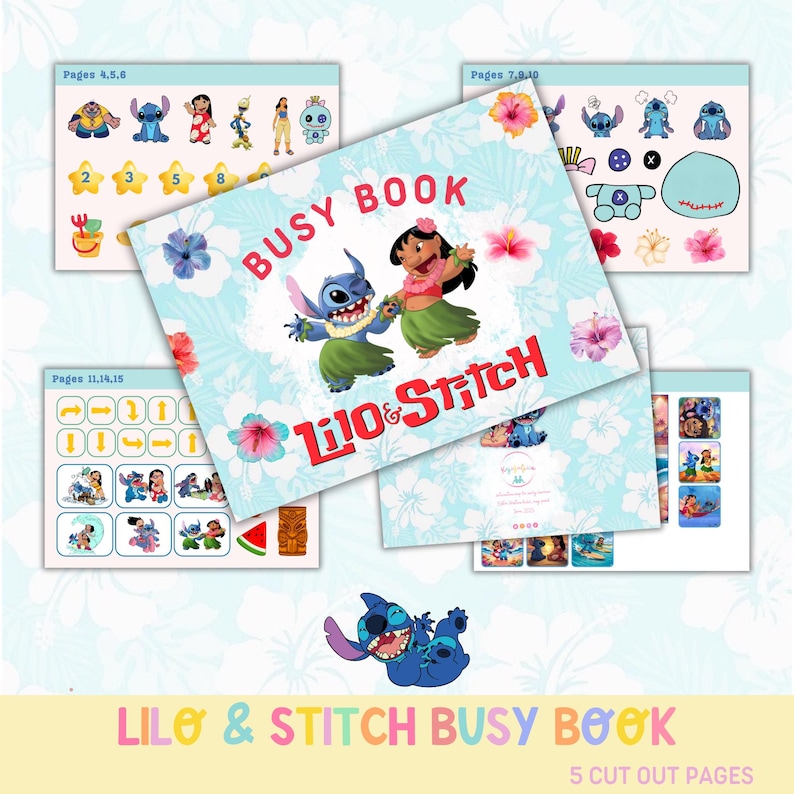 Lilo & Stitch Busy Book | A4 Printable Activity Book PDF | Velcro ...