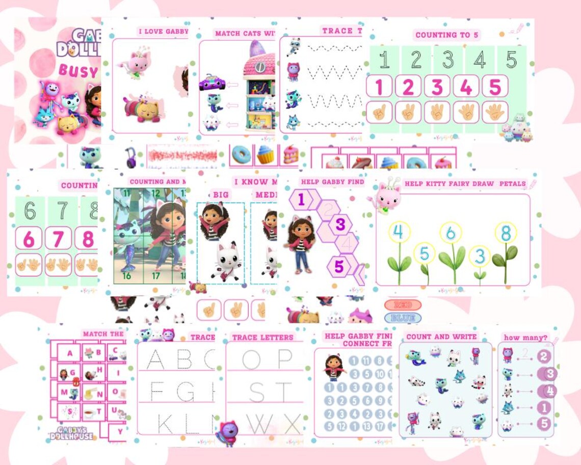 Gabby Dollhouse Busy Book Printable, Toddler Learning Binder