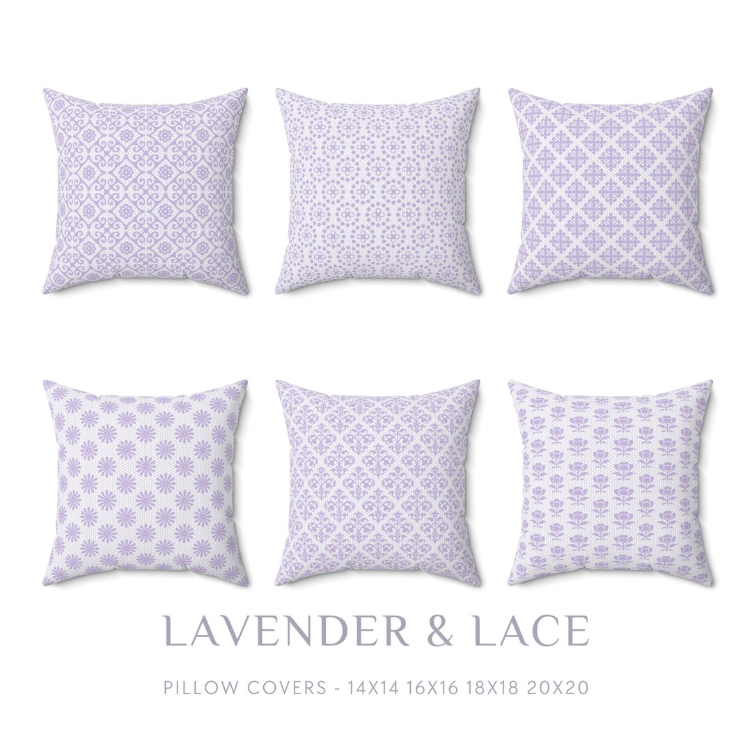Lavender Pillow Covers, Pretty Pillow Cover, Stylish Decorative Throw
