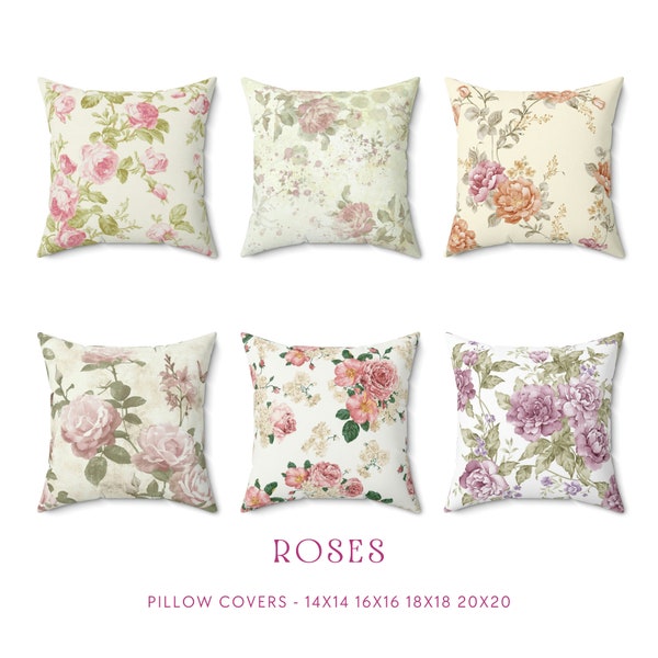 Rose Print Pillow Etsy