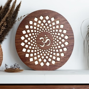 Om-Symbol LED-Holzlampe, Umgebungslicht, Meditationslampe, spirituelles Dekor, Yoga-Studiodekor, Achtsamkeitsgeschenk für sie, dekorative USB-Lampe
