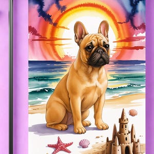 Drapeau de jardin, décoration nautique pour chien bouledogue français fauve, bannière de maison pour jardin de plage, enseigne extérieure, cadeau pour amoureux des chiens, décorations d'été