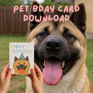 Cartes de voeux, carte d'anniversaire Akita américain, personnalisable, téléchargement numérique personnalisé, cadeau pour amoureux des chiens, ensemble de papeterie, cartes de correspondance, imprimable