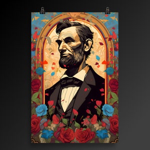 Abraham Lincoln by Alphonse Mucha, Abraham Lincoln wall art, Alphonse Mucha wall art | poster, framed poster, canvas
