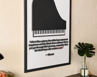 Klavier Wandkunst,Pianist Wandkunst,Musik Poster,Musiker,Geschenk für Pianist,Inspiration Zitat,Musikzimmer Deko, Gerahmtes Foto Papier Poster