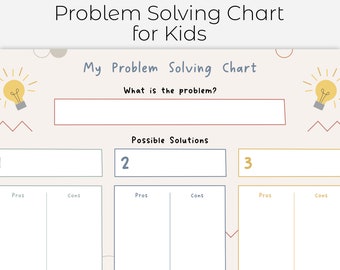 Printable Problem Solving Chart for Young Kids, Help Kids with Decision Making, Teach Kids to Evaluate Options and Choices, Digital Download