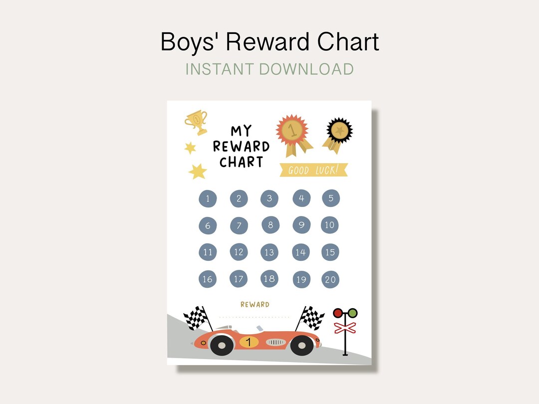 Printable Boys Reward Chart for Goal Setting Commitment - Etsy