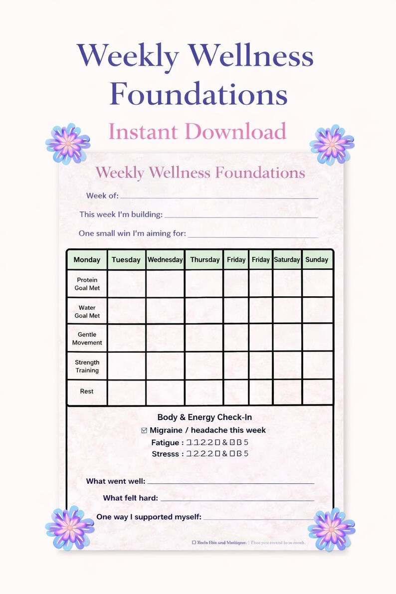 Weekly Wellness Routine Pdf Weekly Wellness Habit Tracker Printable | Built2bloom Designs Health ...