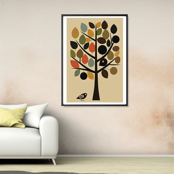 1970s Bold Retro Digital Art Orla Kiely Inspired Digital Printable Wall Art Decor Plants Botanical Boho Home