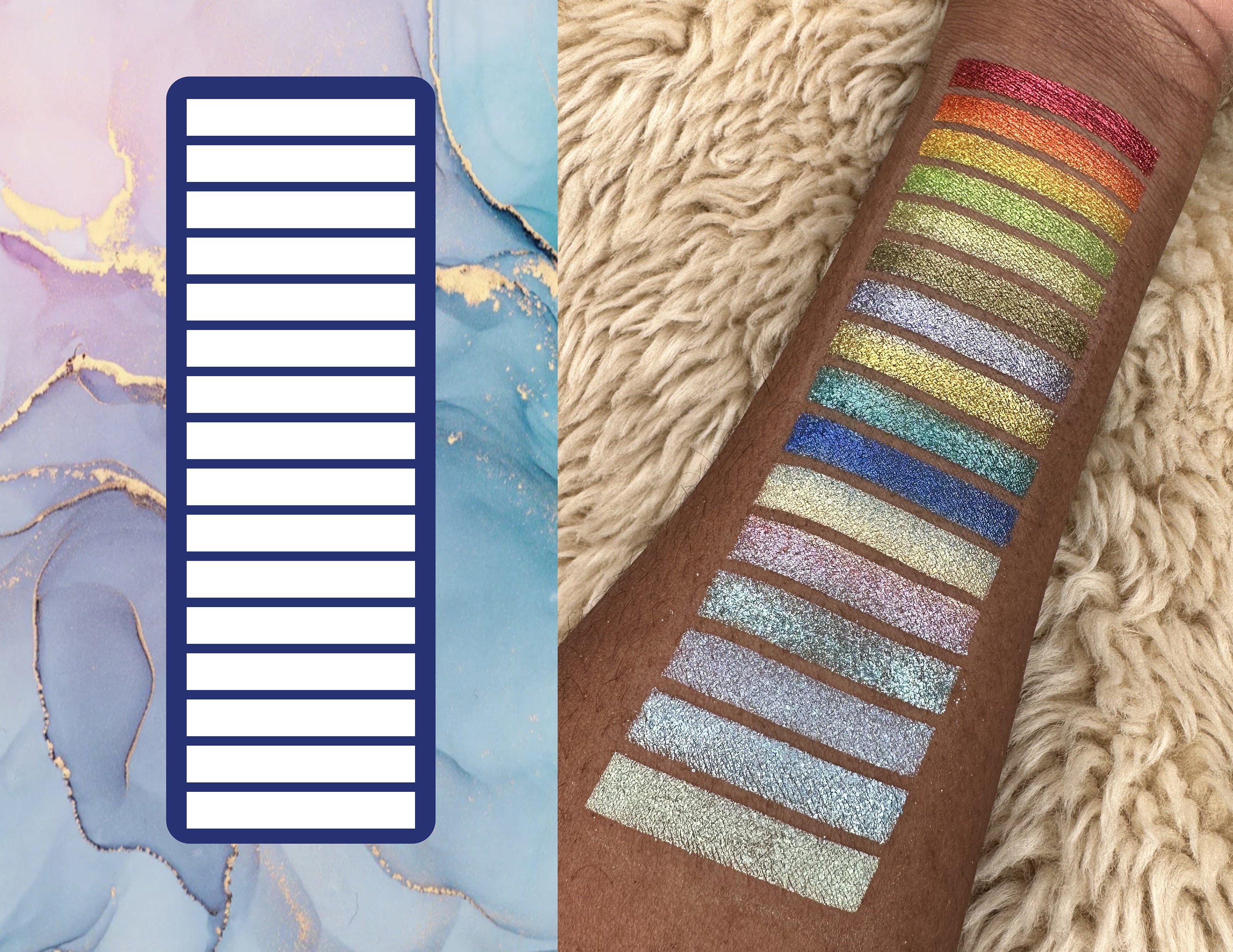 16 Section Rectangle Makeup Swatch Stencil (Pre-Weeded) - 1 stencil