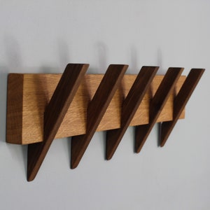 Wall Mount coat oak rack with 4-5-6-7-8 fumed oak hooks/ Oak coat rack/ Clothing rack/ Coat rack/ Hat rack/ Towel rack/ Wall coat rack