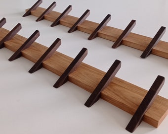 Wood wall oak coat rack with 4-5-6-7-8 fumed oak hooks/ Modern oak rack/ Oak coat rack/ Clothing rack/ Coat rack/ Hat rack/ Wall coat rack