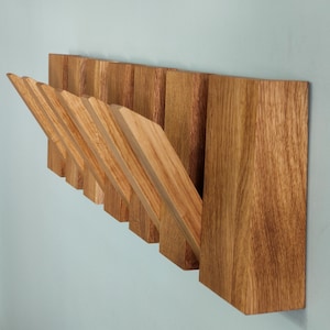 Modern piano wall oak coat rack, Flip down wall coat rack, Wooden wall hanger, Coat rack wall mount, Oak wood rack, Wall mounted organizer