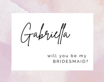 Will you be my bridesmaid? Will you be my maid of honour? Bridesmaid proposal card/ Maid of Honour proposal card. Editable Canva template.