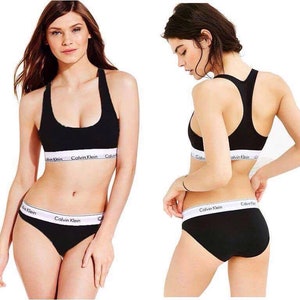 Calvin Klein CK Bralette and Brief Set New Modern Cotton Black Navy Grey Sport BNWT Female Small and Medium S and M Available. image 3