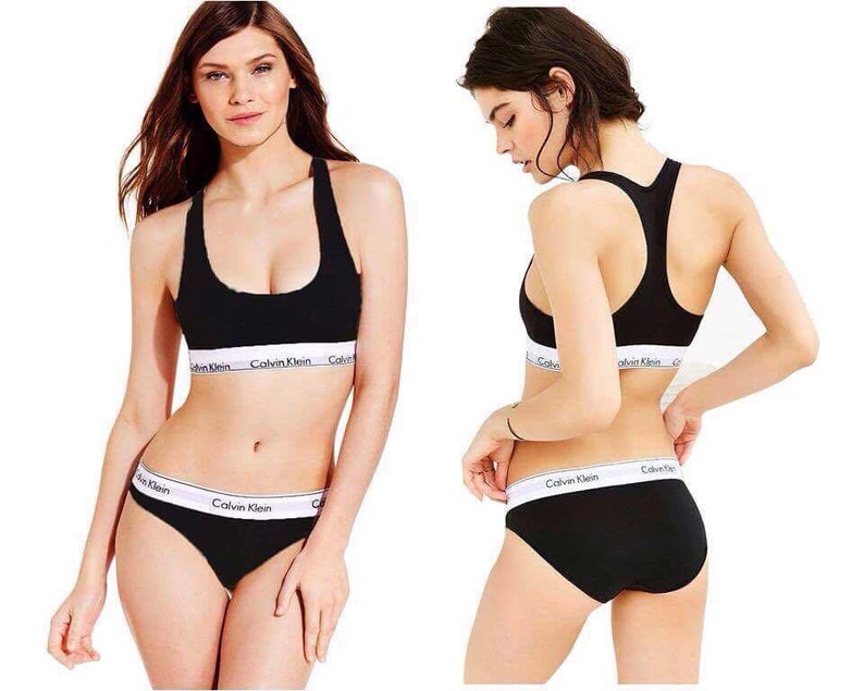 Calvin Klein CK Bralette and Brief Set New Modern Cotton Black Navy Grey Sport BNWT Female Small and Medium S and M Available. image 3