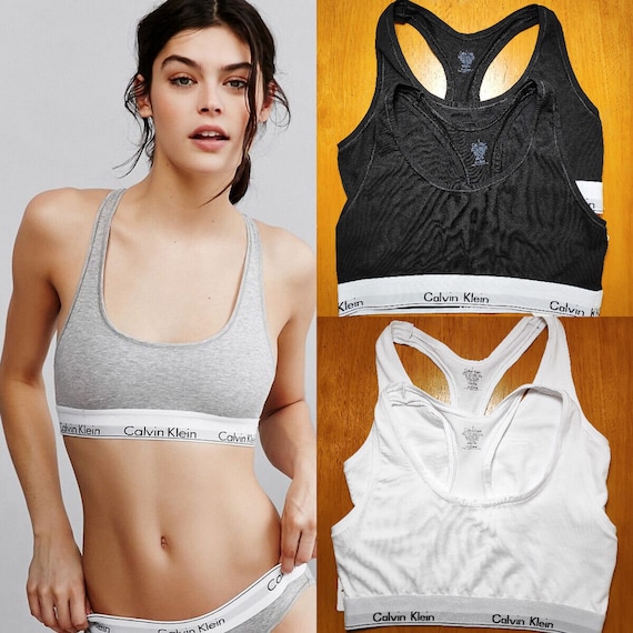 Calvin Klein CK Bralette and Brief Set New Modern Cotton Black Navy Grey  Sport BNWT Female Small and Medium S and M Available. -  UK