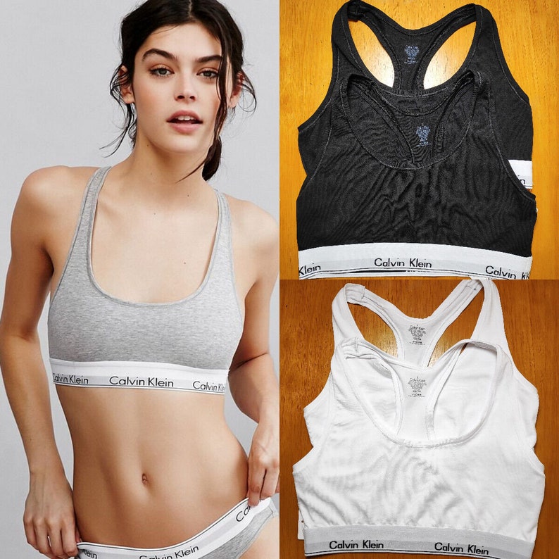 Calvin Klein CK Bralette and Brief Set New Modern Cotton Black Navy Grey Sport BNWT Female Small and Medium S and M Available. image 1
