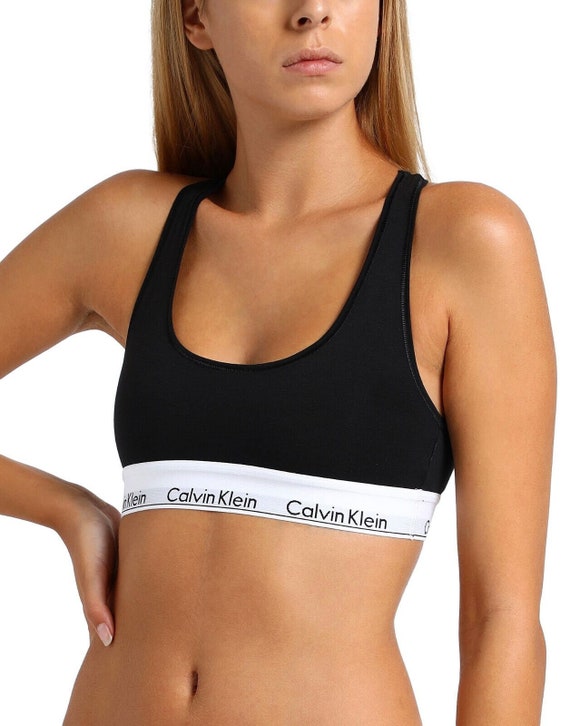 Calvin Klein CK Bralette and Brief Set New Modern Cotton Black