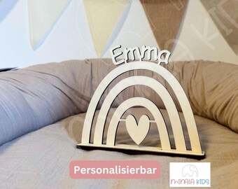 Sweet wooden rainbow | personalized | gift | decoration | baby | birth | nursery | MinalaKids | birthday